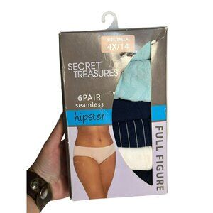 Secret Treasures 6-Pack Seamless Hipster Panties | Plus Size Full Figure 4X/14